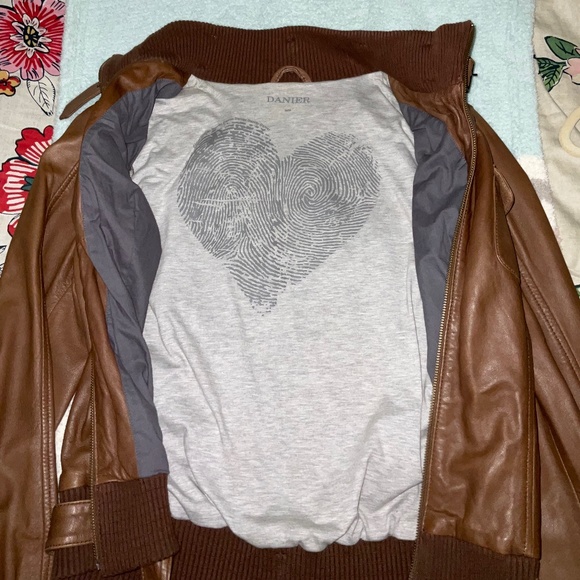 Danier Brown Leather Jacket Size M - Picture 10 of 15